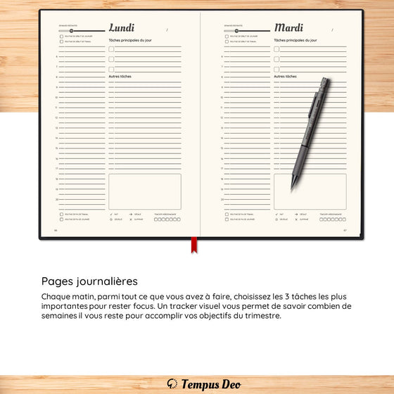 Agenda Tempus Deo Noir avec reliure cousue (Nouvelle version)