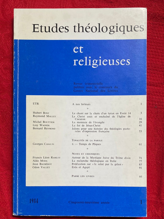 Etudes Théologiques et Religieuses 1984/1
