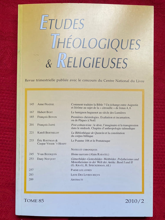 Etudes Théologiques et Religieuses 2010/2