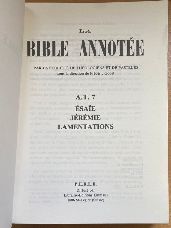 Bible annotée AT 7. Ésaïe, Jérémie, Lamentations