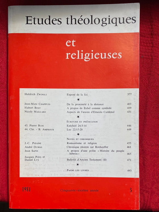 Etudes Théologiques et Religieuses 1981/3