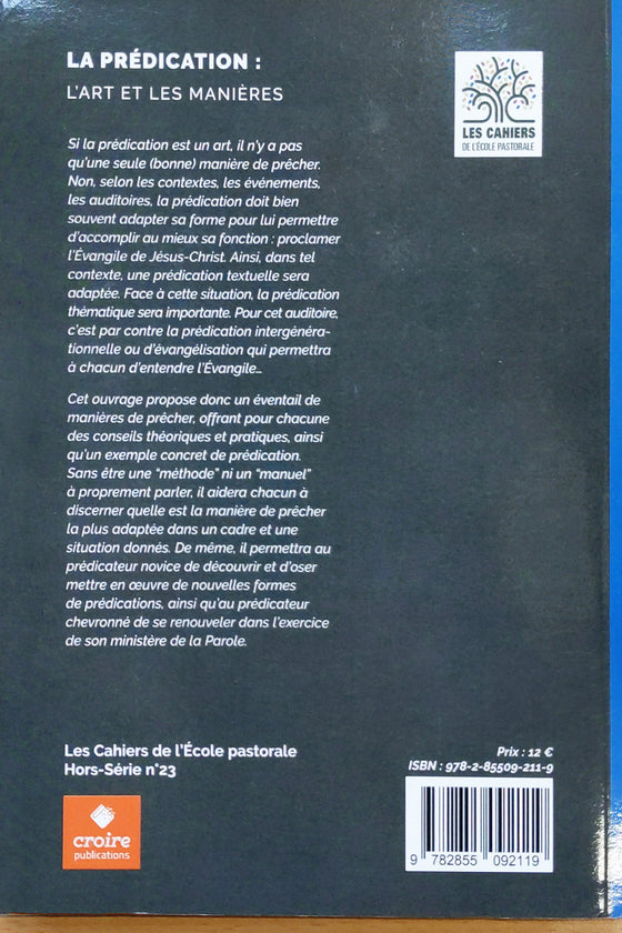 Les cahiers de l'école pastorale - Hors-série - 23 : La prédication