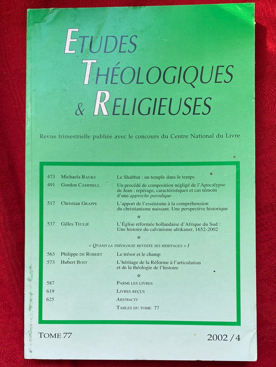Théologiques et Religieuses 2002/4