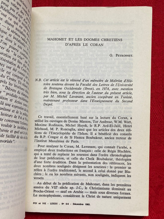 Foi et Vie 5-6 Décembre 1983