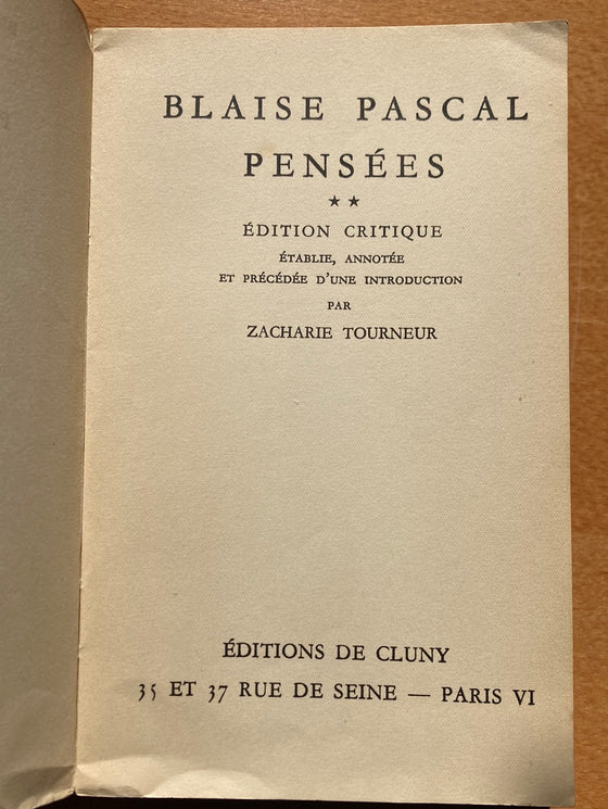 Pensées de M. Pascal sur la Religion