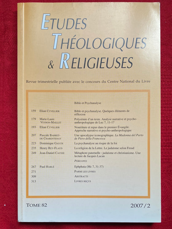 Etudes Théologiques et Religieuses 2007/2