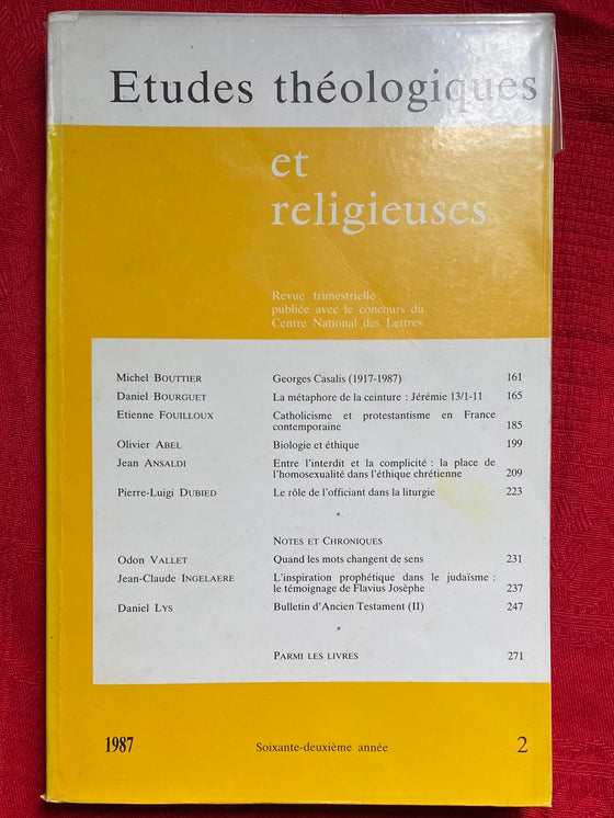 Etudes Théologiques et Religieuses 1987/2