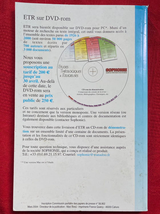 Etudes Théologiques et Religieuses 2004/1