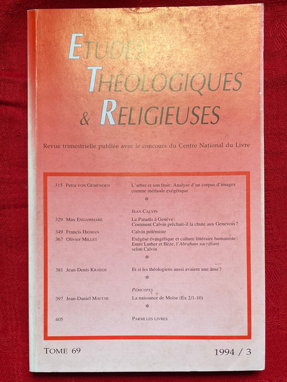 Etudes Théologiques et Religieuses 1994/3