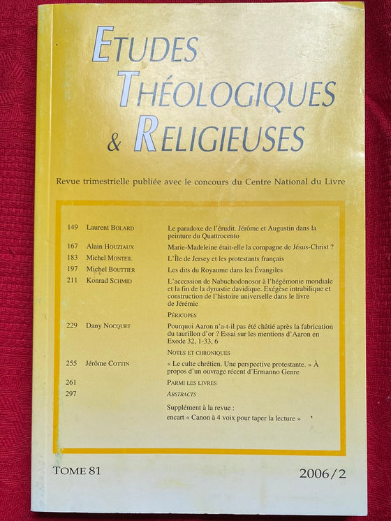 Etudes Théologiques et Religieuses 2006/2