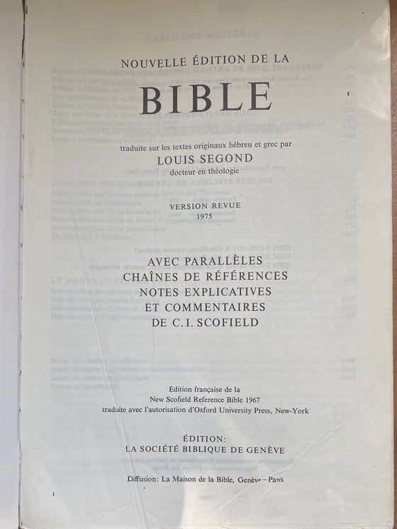 La Sainte Bible (Segond/Scofield) (annotée)