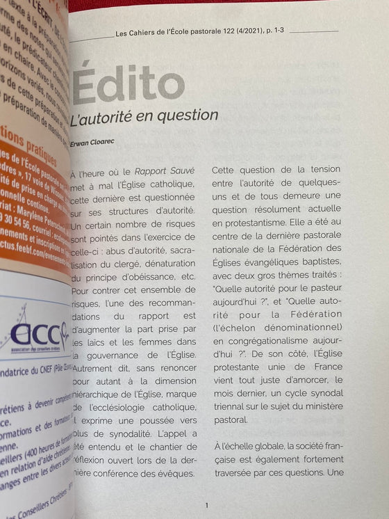 Les cahiers de l’école pastorale #122 4e trimestre 2021