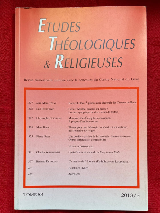 Etudes Théologiques et Religieuses 2013/3