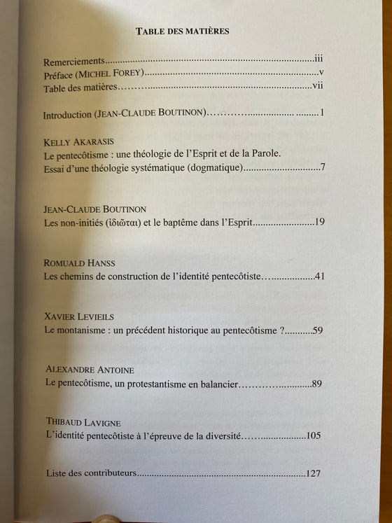 Collection d'études pentecôtistes n.1: L'identité pentecôtiste