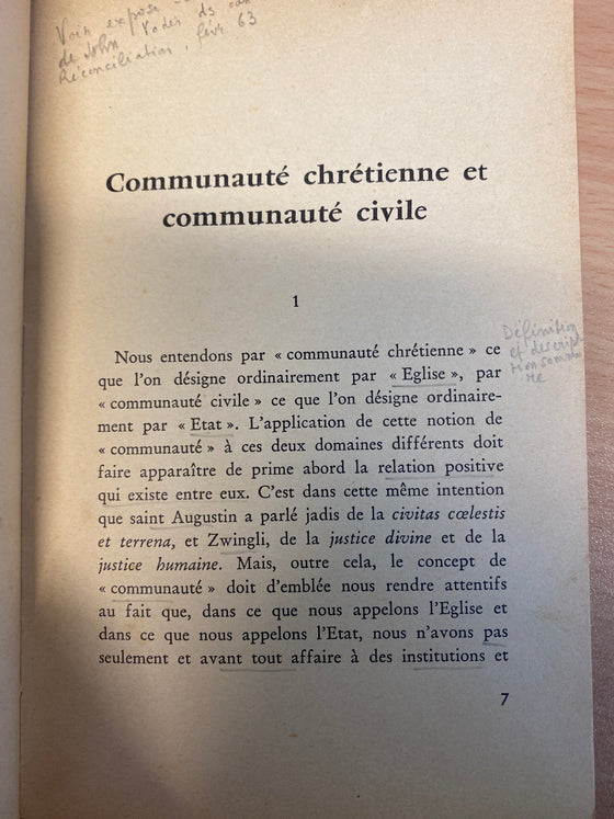 Communauté Chrétienne et Communauté Civile