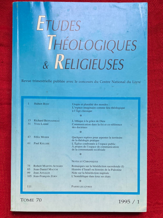 Etudes Théologiques et Religieuses 1995/1