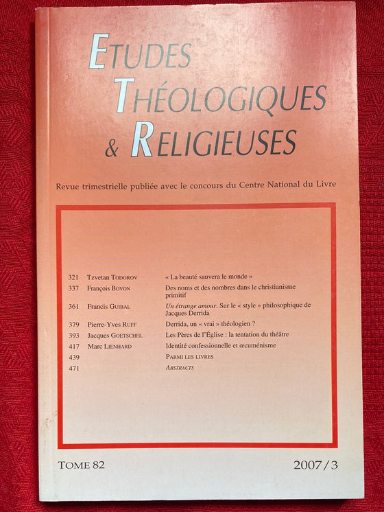 Etudes Théologiques et Religieuses 2007/3