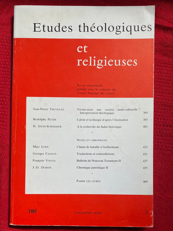 Etudes Théologiques et Religieuses 1985/3
