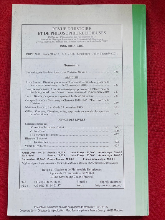 Etudes Théologiques et Religieuses 2011/4