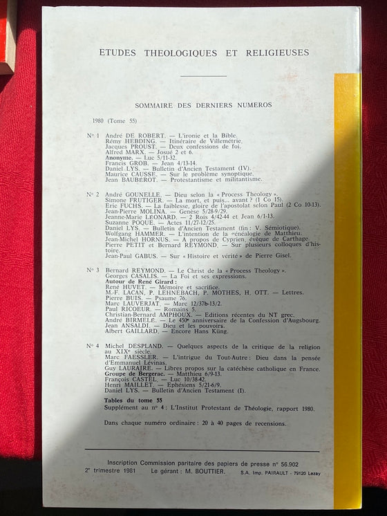 Etudes Théologiques et Religieuses 1981/2