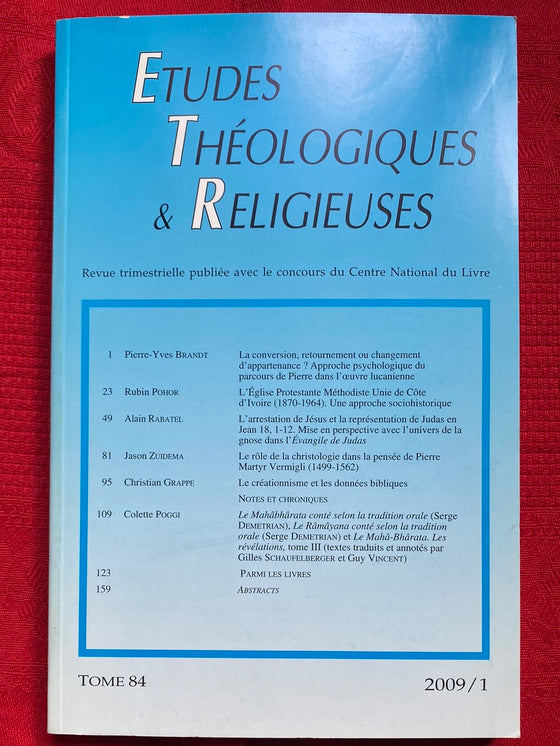 Etudes Théologiques et Religieuses 2009/1