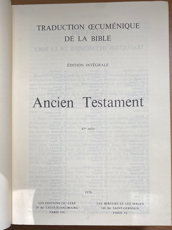 Ancien Testament TOB