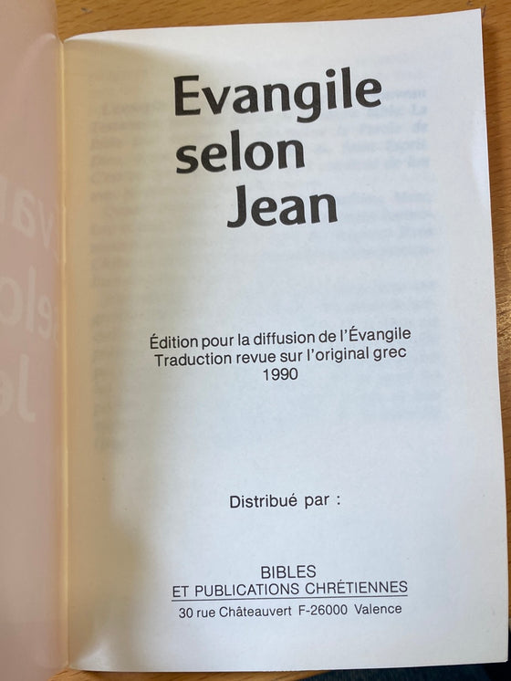 Evangile selon Jean [BIBLE ET PUBLICATION CHRETIENNE]