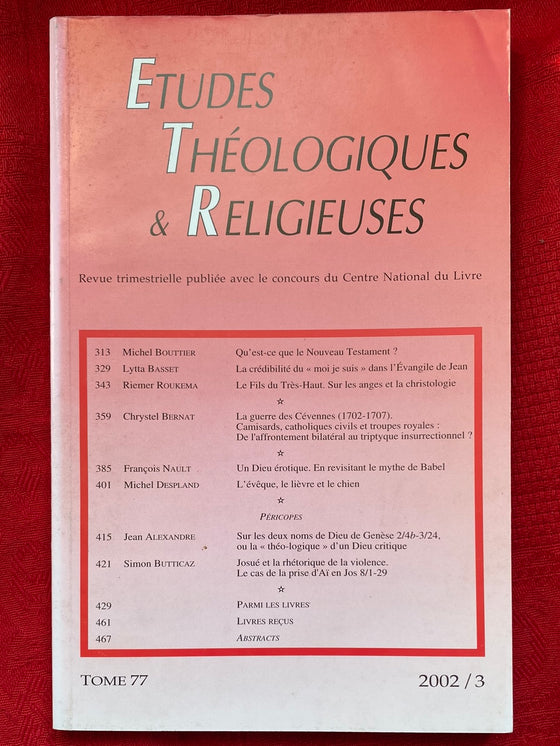 Etudes Théologiques et Religieuses 2002/3