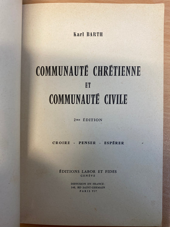 Communauté Chrétienne et Communauté Civile