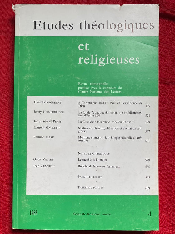 Etudes Théologiques et Religieuses 1988/4
