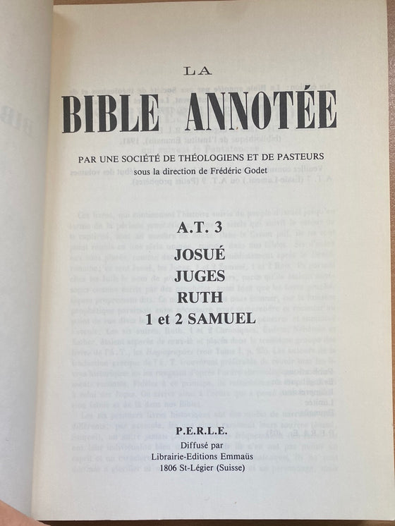 Bible annotée AT 3. Josué, Juges, Ruth, 1 et 2 Samuel