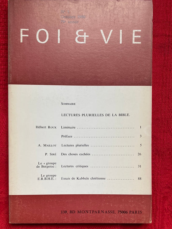 Foi et Vie 5 Octobre 1980