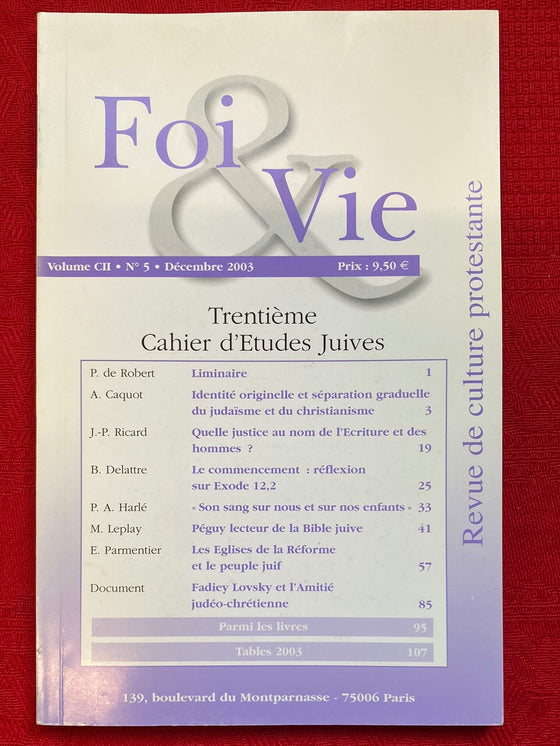 Foi et Vie - Cahier d'études juives 30