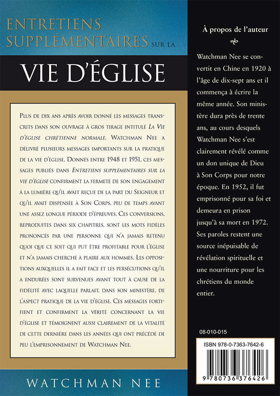 Entretiens supplémentaires sur la vie d'Église