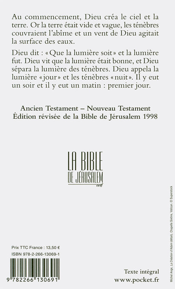 Bible de Jérusalem, de poche, illustrée peinture