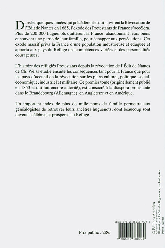 Histoire des Réfugiés Huguenots Tome 1