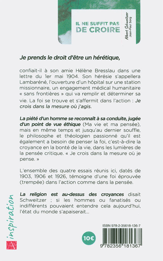 Il ne suffit pas de croire
