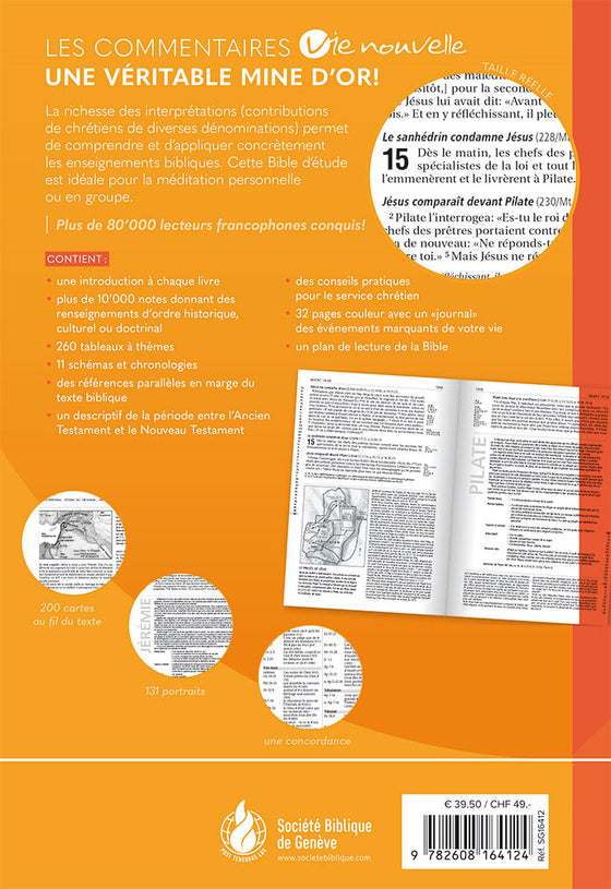 Bible d´étude Vie nouvelle Segond 21 Orange rigide