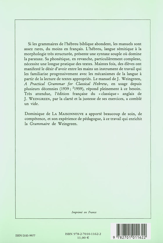 Hébreu biblique. Corrigés des exercices