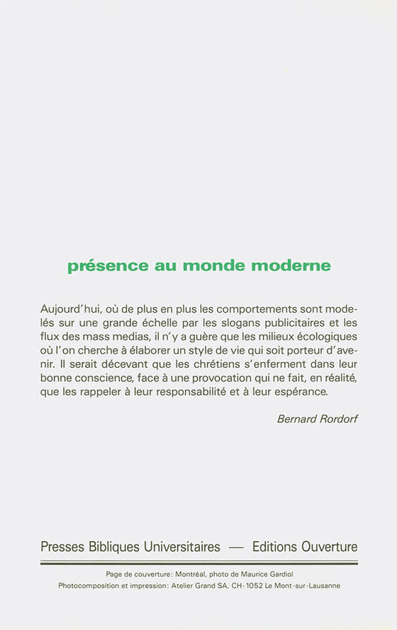Présence au monde moderne