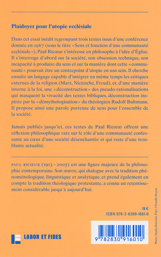 Plaidoyer pour l'utopie ecclésiale