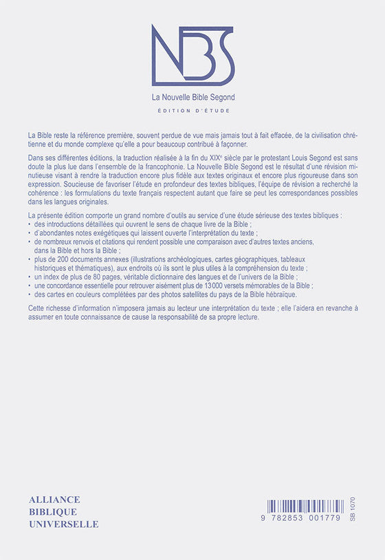 Bible d´étude NBS Bleue nuit ou verte rigide