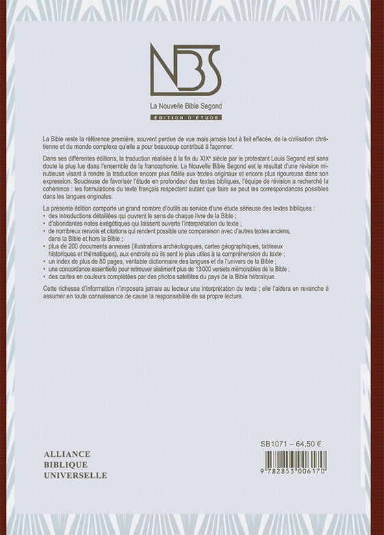 Bible d´étude NBS Bordeaux souple Tranche dorée avec étui