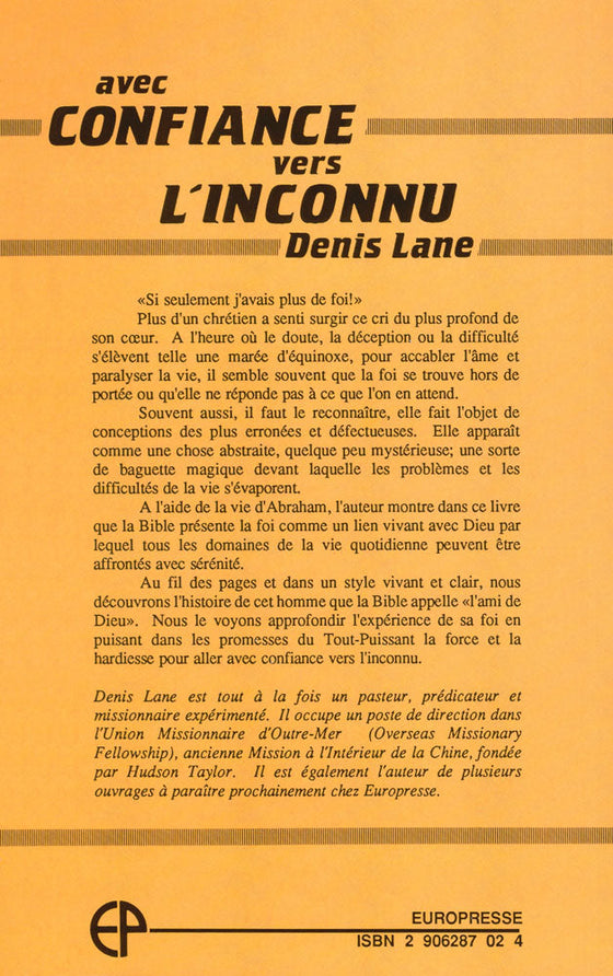 Avec confiance vers l'inconnu
