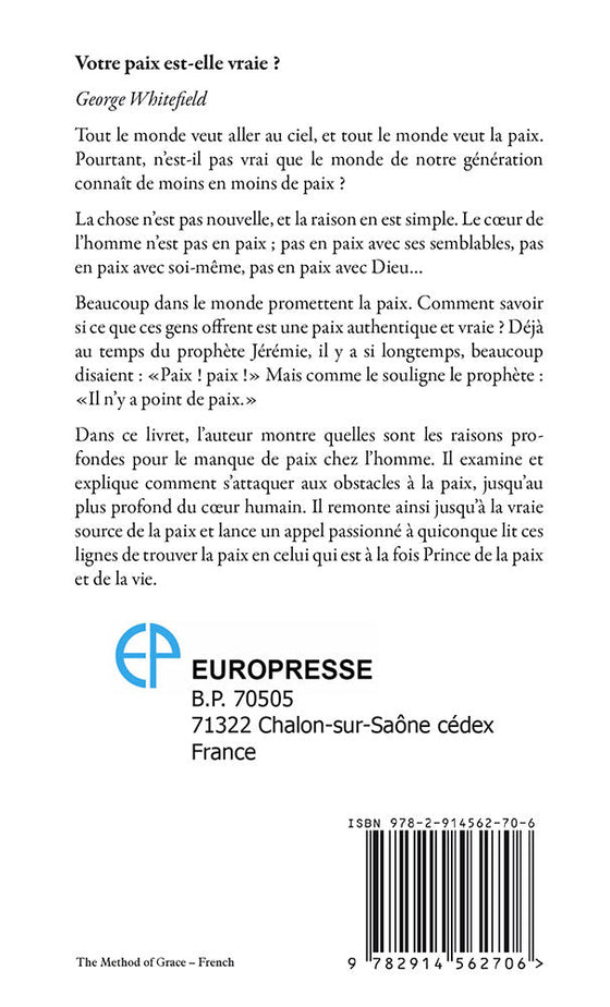 Votre paix est-elle vraie ?