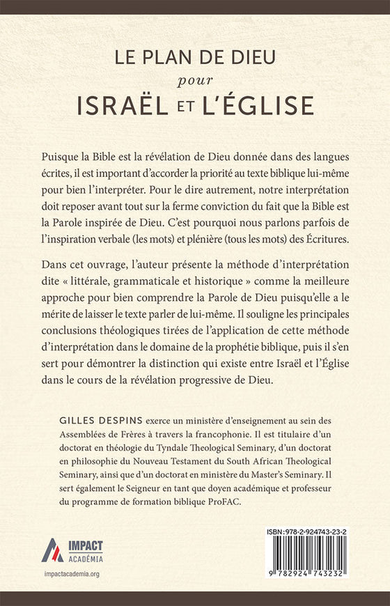 Le plan de Dieu pour Israël et l'Église