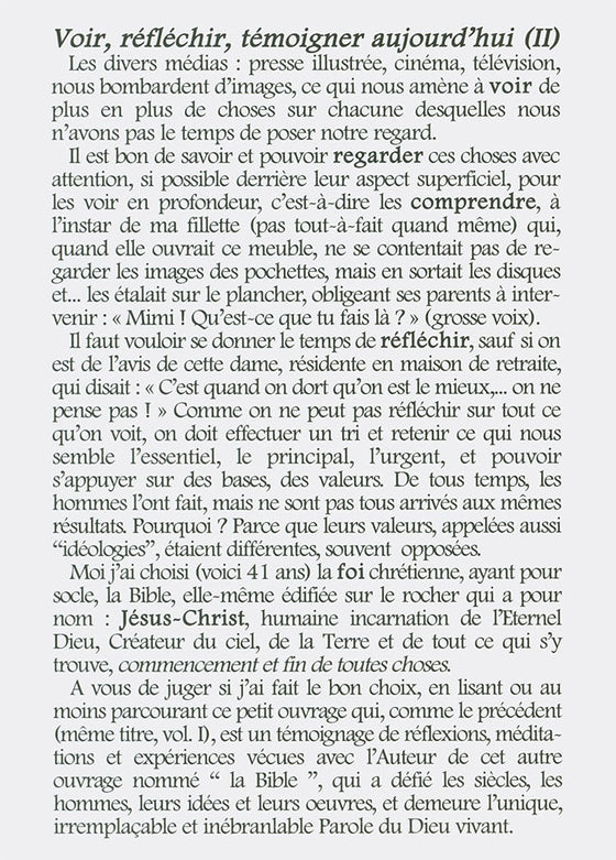 Voir, réfléchir, témoigner aujourd'hui. Volume 2