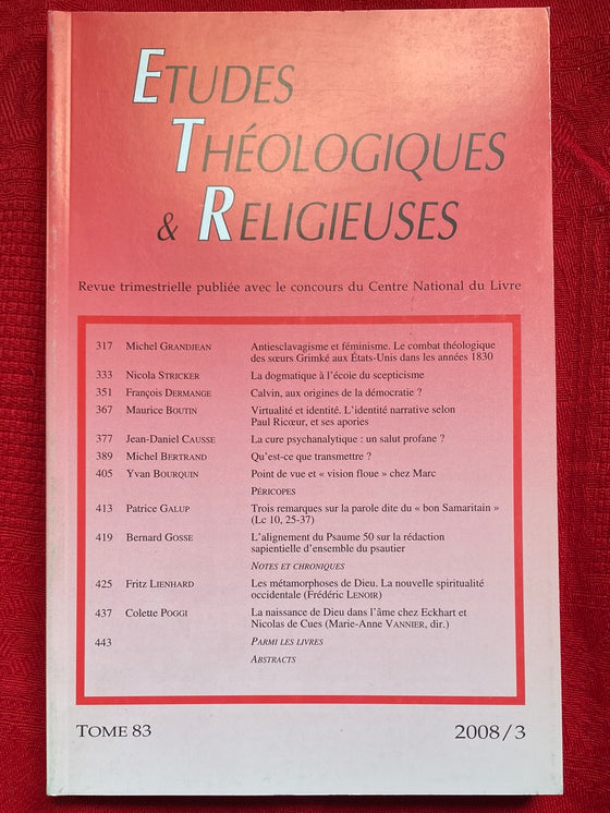 Etudes Théologiques et Religieuses 2008/3