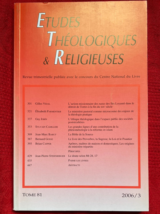 Etudes Théologiques et Religieuses 2006/3