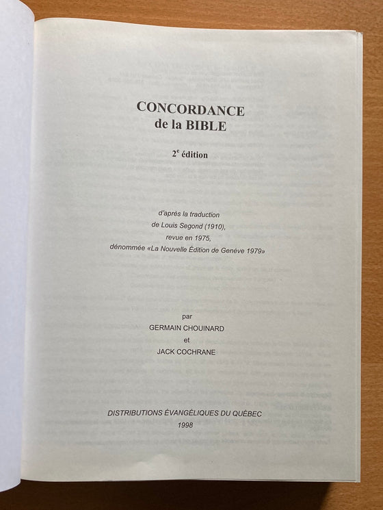 Concordance de la Bible 2ème Edition